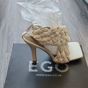 EGO Women's Beige Braided Heels